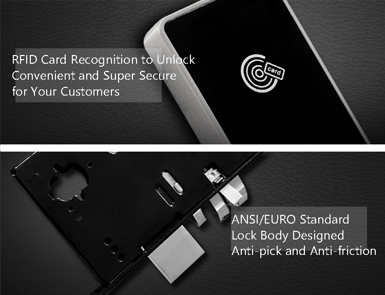 Hotel Room Key Card Door Lock , Custom Keyless Entry Door Lock For Home