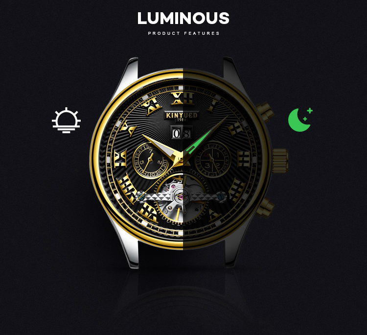 Black Dial Tourbillon Mechanical Watch Stainless Steel Skeleton Watch