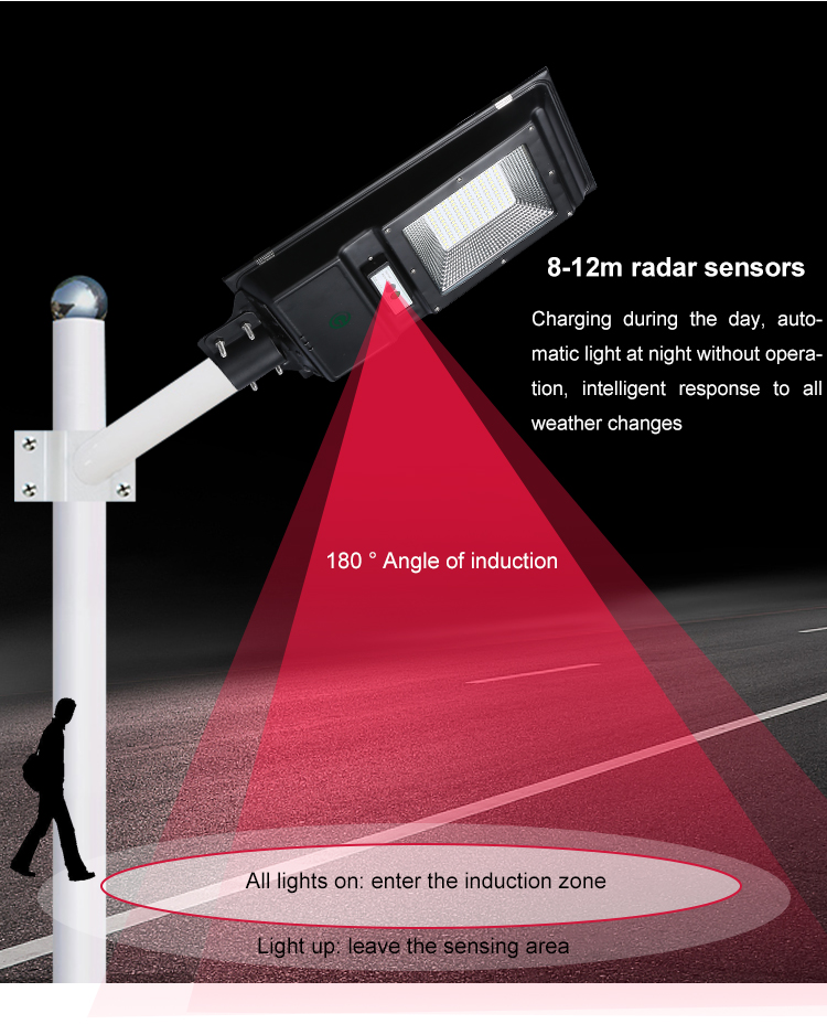 6500K 100 Watt Solar Garden Street Light All In One Led Road Lamp