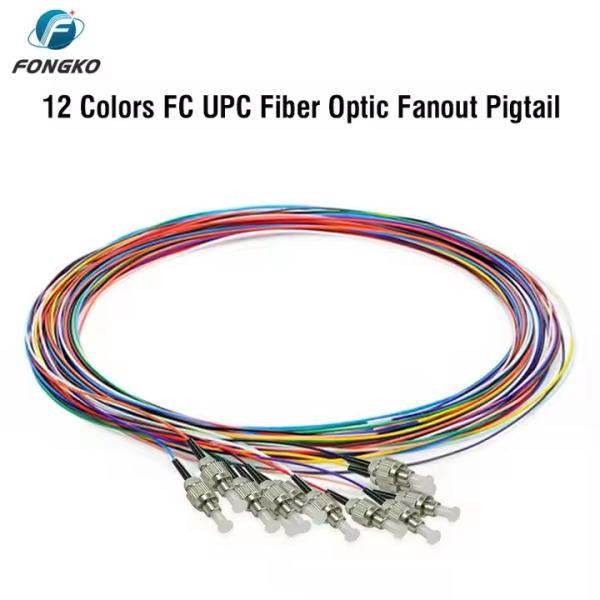 Fiber Optic SM Fiber Pigtail 12 core 0.9mm G652D PVC LC FC SC ST UPC APC fiber pigtail