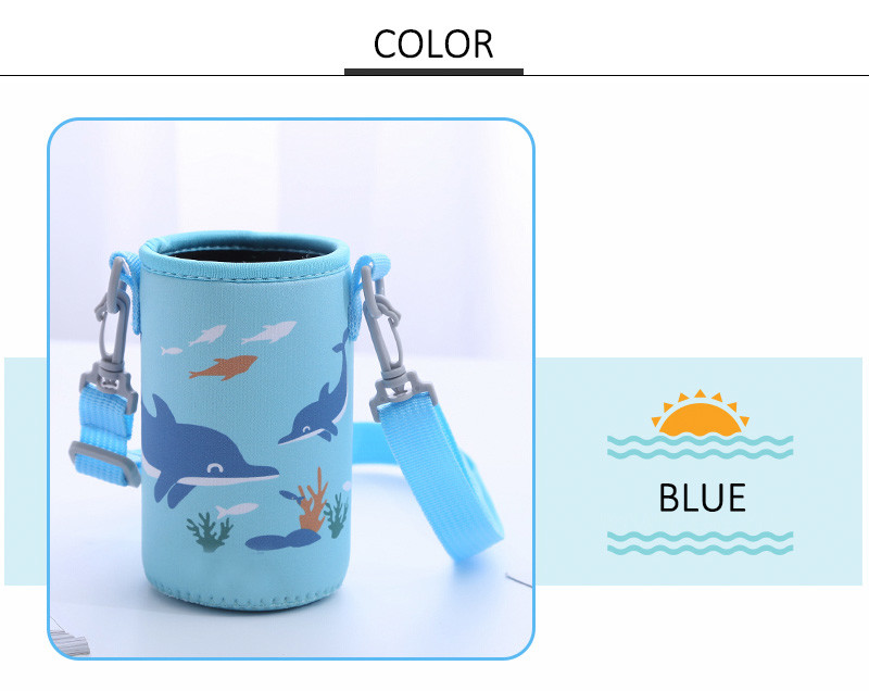 Cartoon Design Insulated Neoprene Baby Bottle Cover With Strap