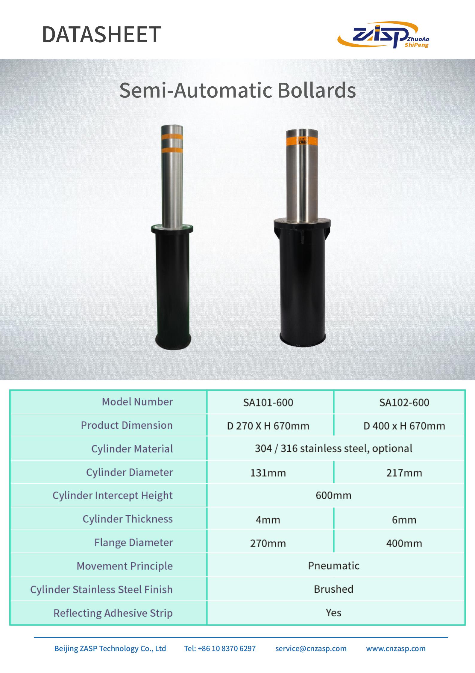6mm Thickness Semi Electric Parking Bollards For Parking CE SGS ISO9001 Certified