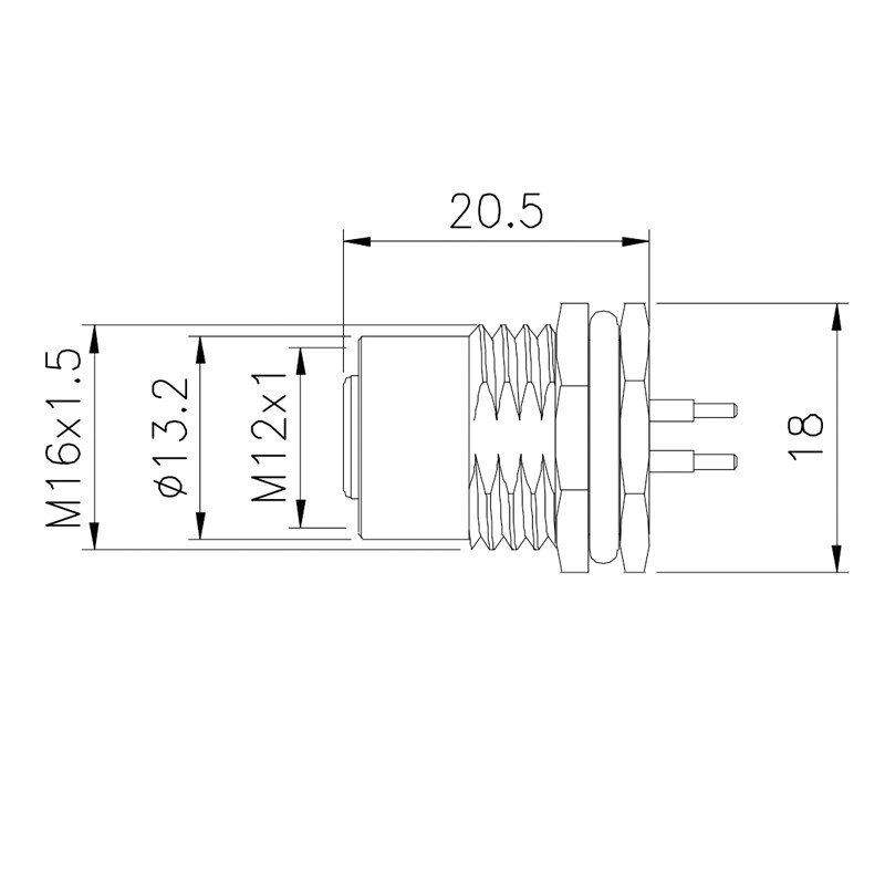 Front Panel Mount M12 D Coded Connector IP68 PA66 Ethernet And Profinet