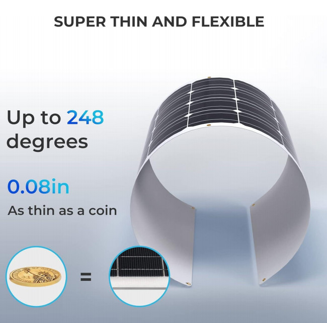 Marine RV Thin 100w Flexible Solar Panel Cell IP68 Waterproof ODM