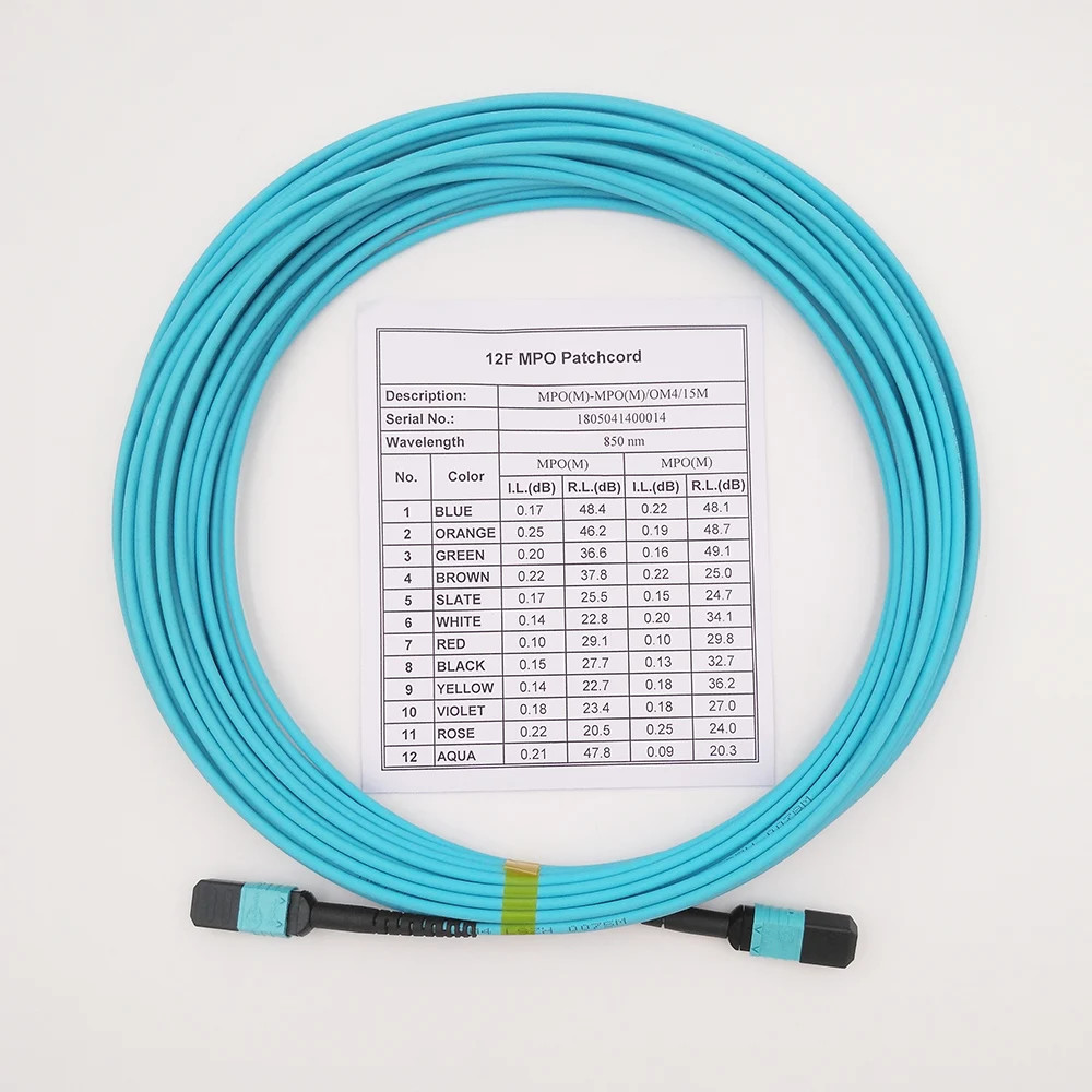 Multimode OM4 Fiber Patch Cables LSZH MPO Trunk Cable 3m 5m Customized