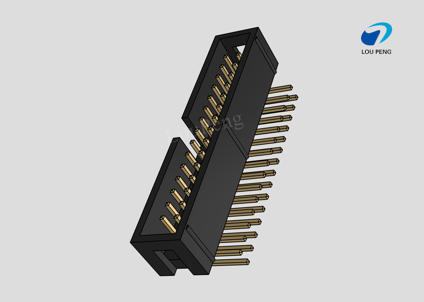 Box Header, IDC Header connector, Board-to-Board, 2x15Pin, 1.27mm Pitch, Gold Flash, Right angle, 90°