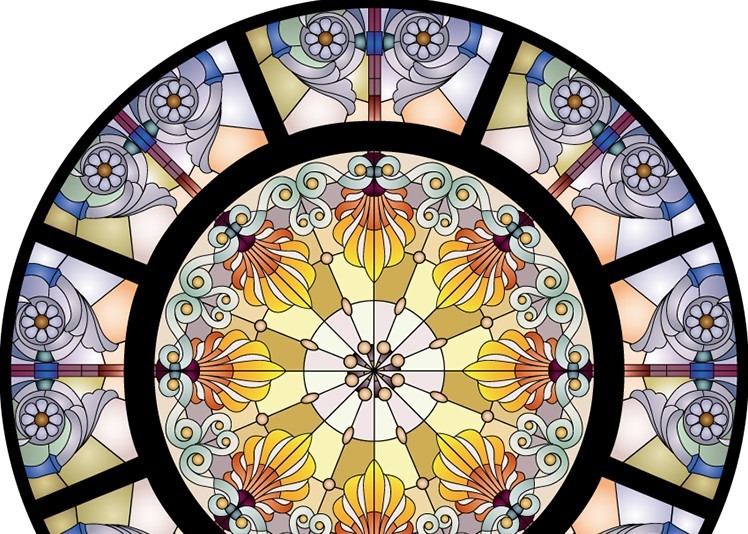 Custom Pattern Stained Glass Panels Textured Surface For Cathedral