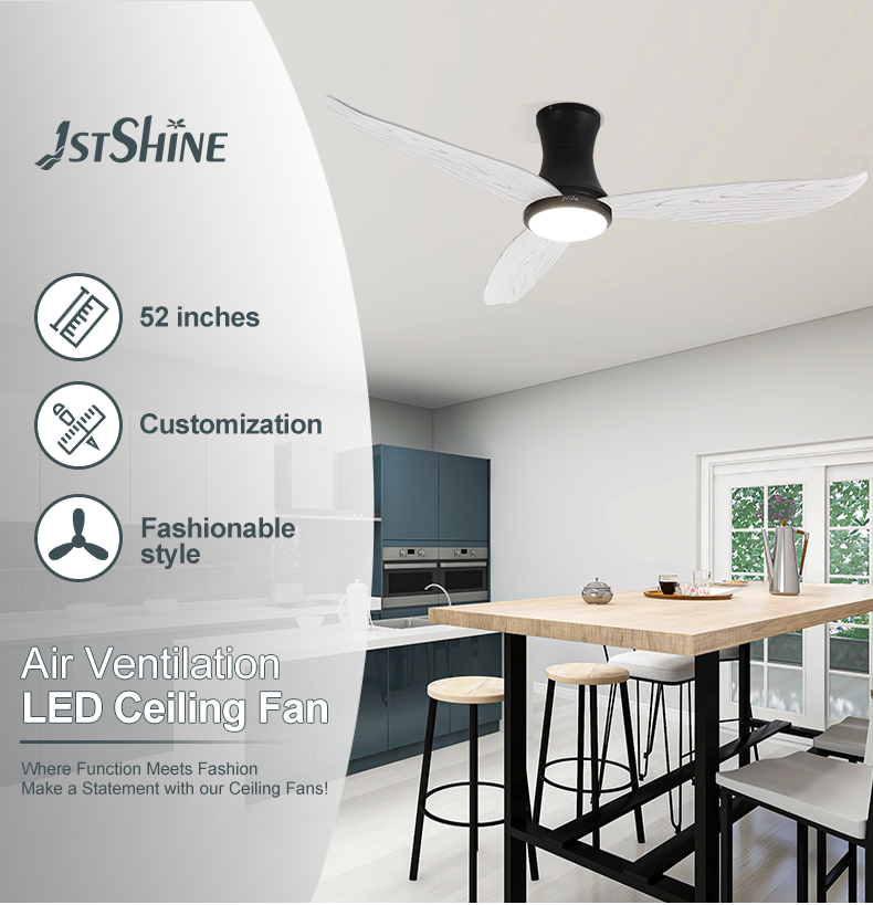 Low Ceiling Safety Protect LED Ceiling Fan with 6 Speed Choice and Elegant Design