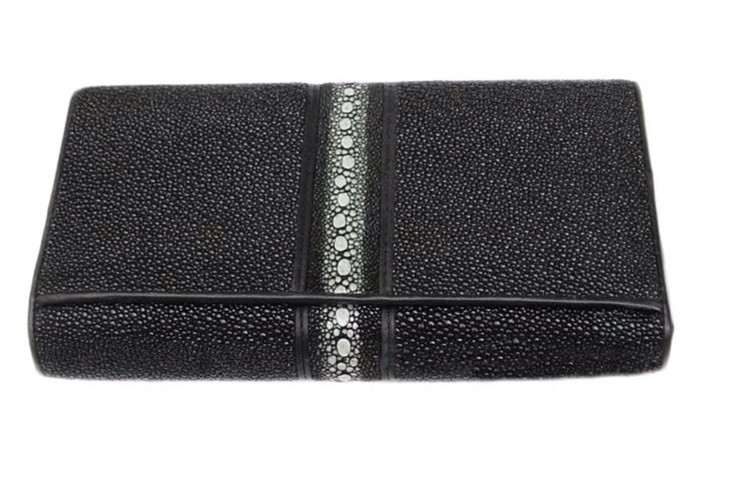 Unisex Style Authentic Stingray Skin Women Long Wallet Lady Card Holders Genuine Leather Female Large Clutch Purse