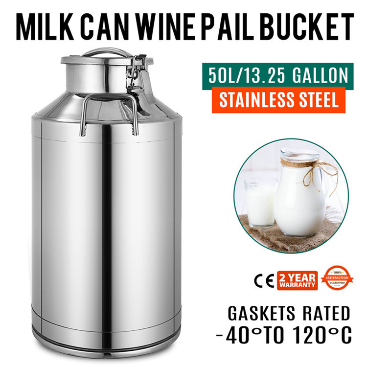 lid type Stainless Steel Milk Container , OEM Ss Milk Can 50L