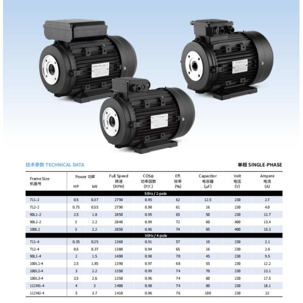 3KW 4HP Washing Machine Single Phase Vertical Hollow Shaft Electric Motor