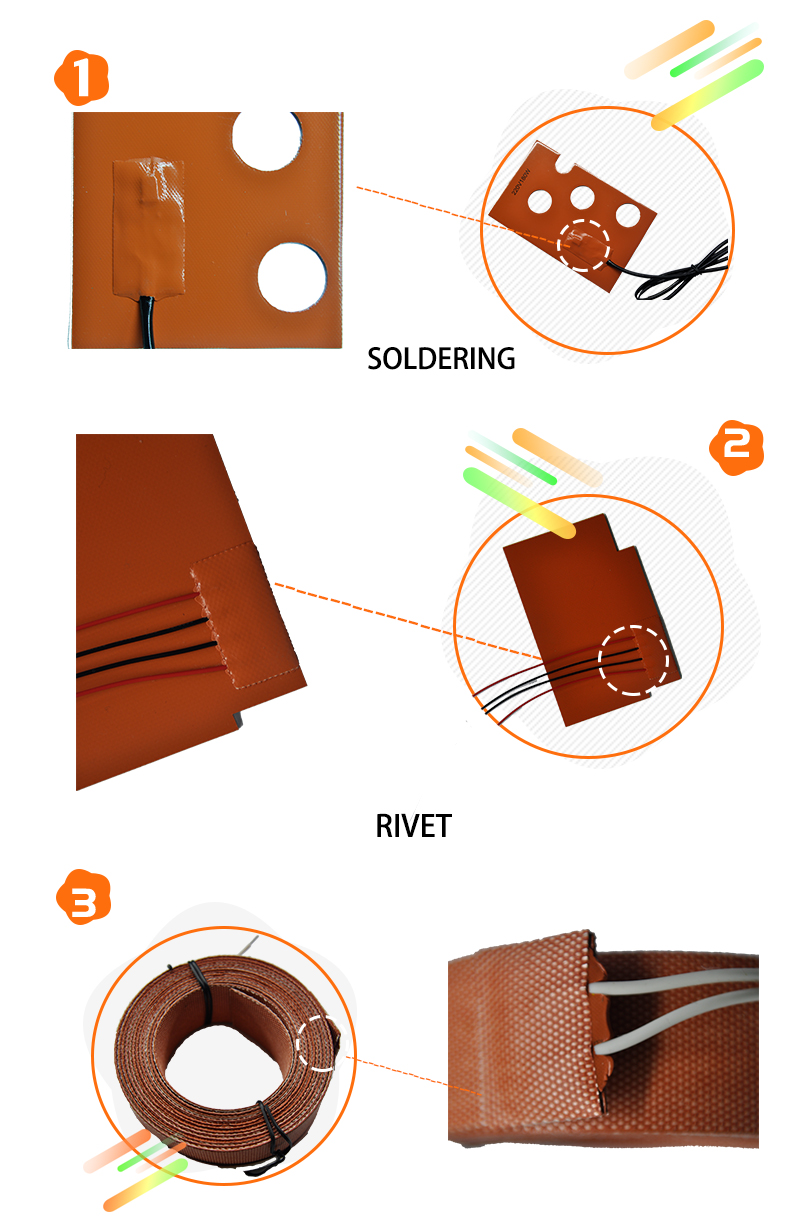 Custom Silicone Rubber Electric Heating Pad Flexible DC500V