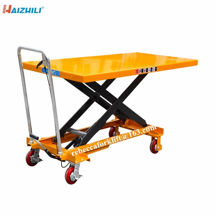 500kg Load Capacity Manual Scissor Lift Table With Convenient Foot Pump
