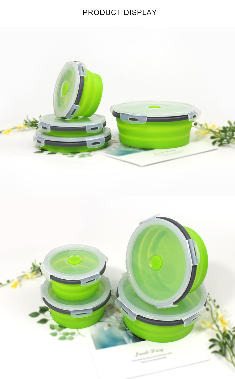 Odorless 350ml 500ml Silicone Foldable Lunch Box Set Of 4