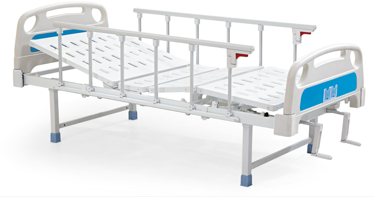 Steel spray plastic manual hospital bed with two cranks for white hospital
