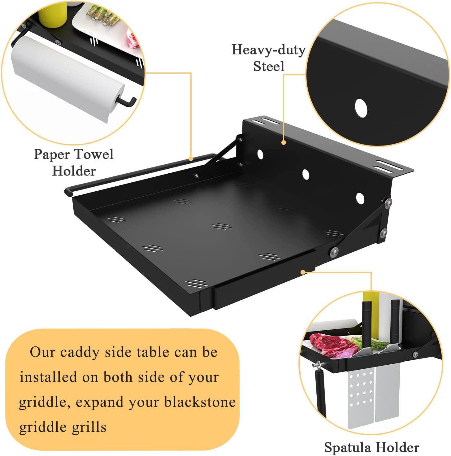 Addition Side Rack Storage Tray with Paper Towel Holder Keep Your Griddle Setup Clean
