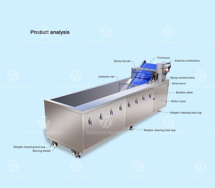 Stepless Shift Water Current Motivity Fruit And Vegetable Washing Machine Impurities Separation