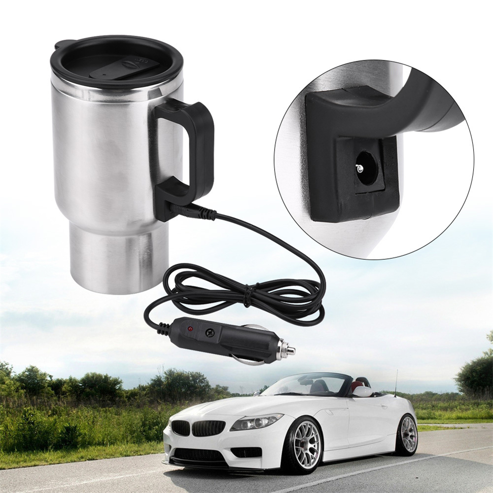 Car Heating Cup Travel Coffee Cup 12V Electric Heating Mug Stainless Steel Insulation Car Cup Charge Heat Mug