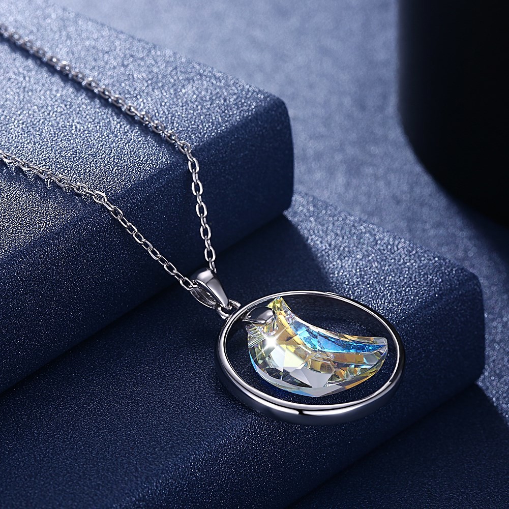 ODM 3.3g 2.8cm Sterling Silver Jewelry Necklaces Moon Clavicle Chain Necklace