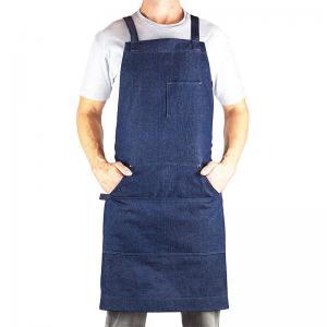 China Denim Barber Natural Cotton Apron , Custom Bar Aprons For Grill Coffee Shop on sale