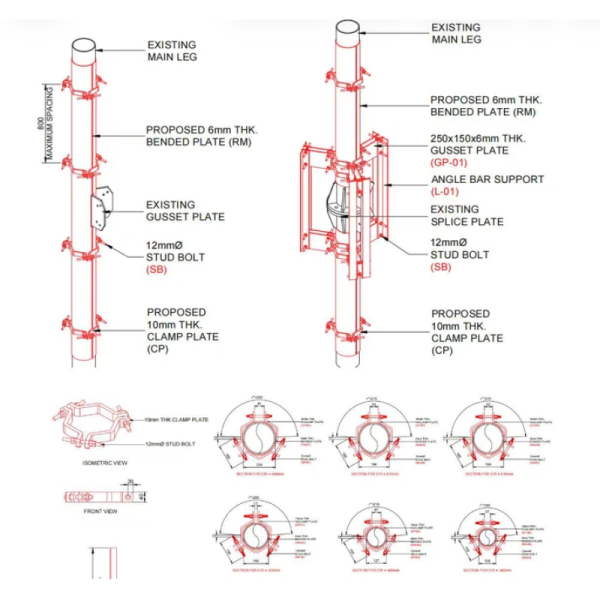 Hot Dip Galvanized Tower Strengthening Parts 5G Equipment Compatible