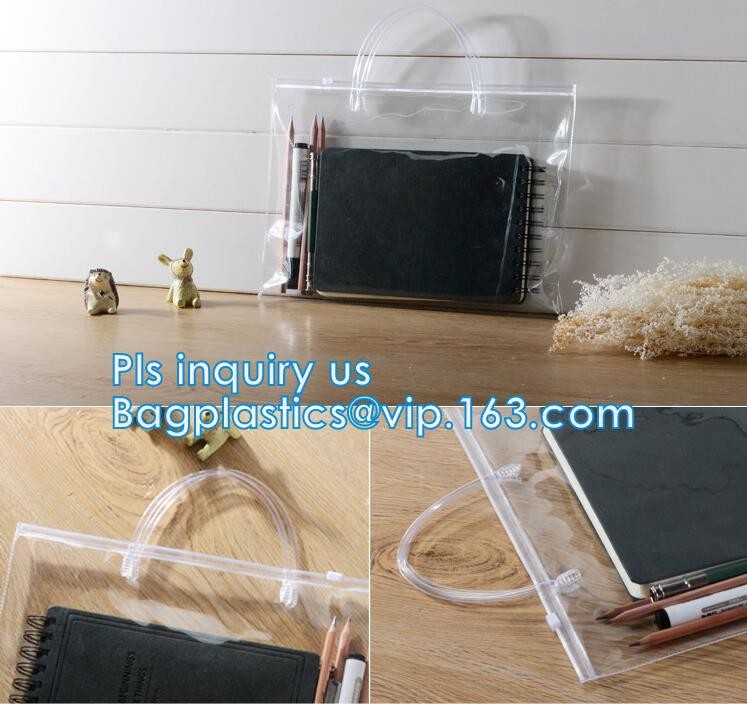 swimwear PVC vinyl Bag with slider zipper, frosted pvc zipper envelop document storage pouch, Fashion PVC slider zipper