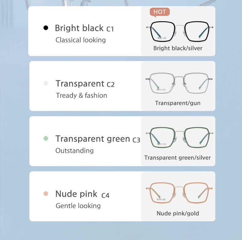 Acetate Titanium Ultra Light Glasses CE Metal Box Clear Lens