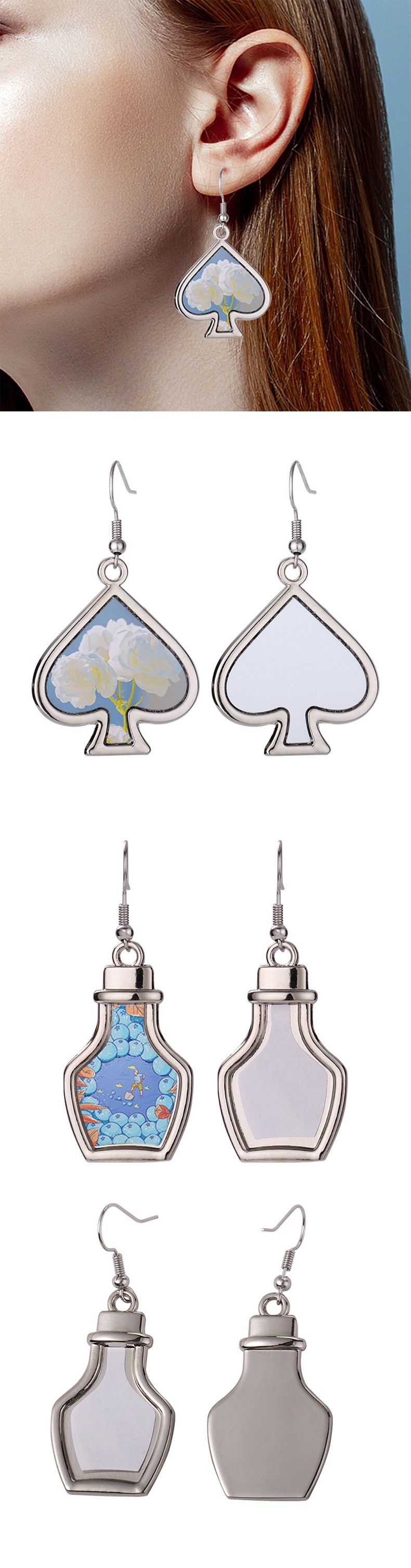 Blank Metal Sublimation Earrings With Metal Insert Custom Sublimation Eardrop For Heat Transfer Printing