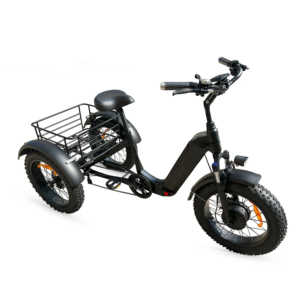 Aluminum Alloy Frame 3 Wheel Electric Tricycle Folding 20 Inch Fat Tire Electric Cargo Bike