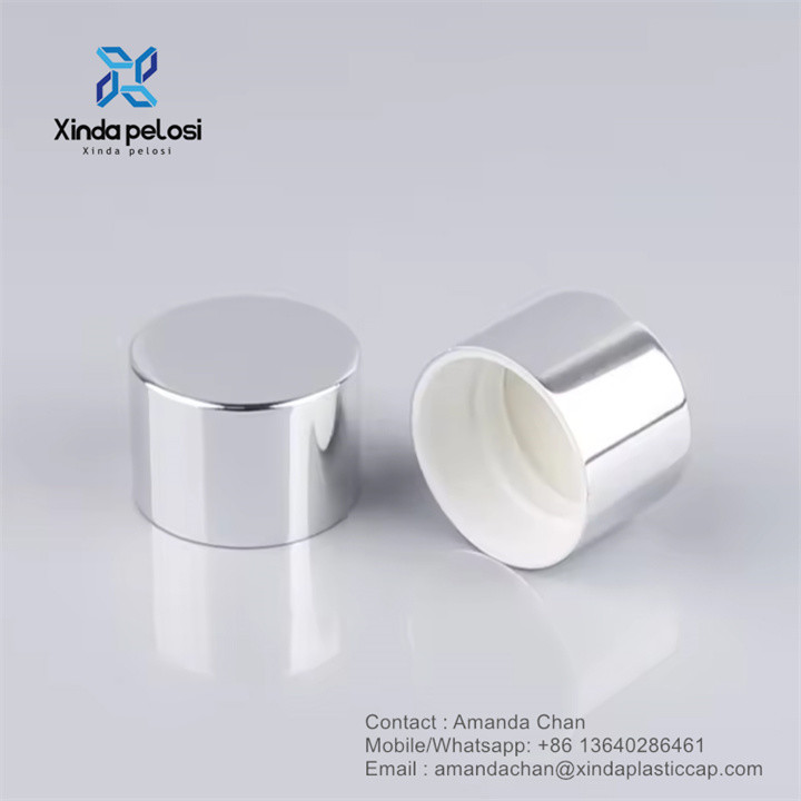 Custom Shiny Silver Aluminum Screw Cap For Bottle Packaging Cosmetic Packaging