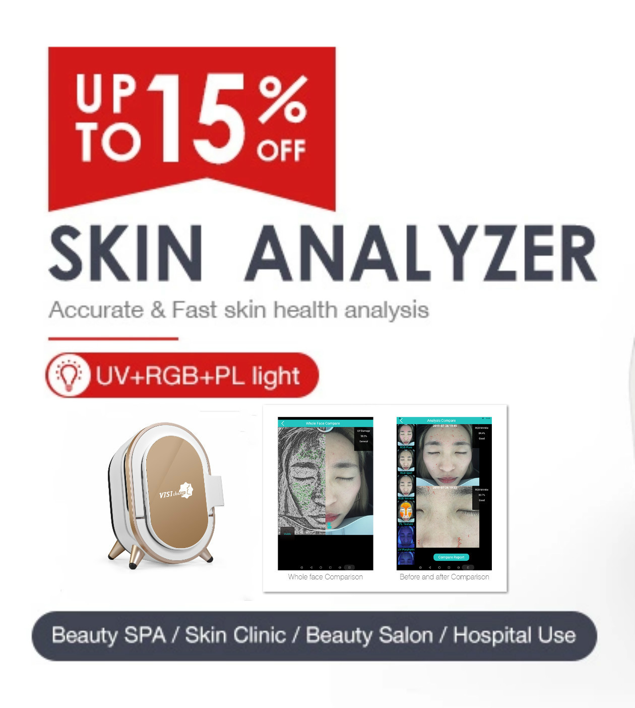 Professional Wrinkle Analysis Skin Scanner Using Digital Images Technologies