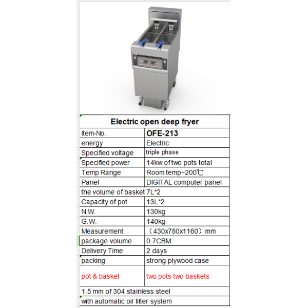 Two Pots Two Baskets 13L*2 Small Capacity Save Oil Electric Open Fryer With Oil Filtration