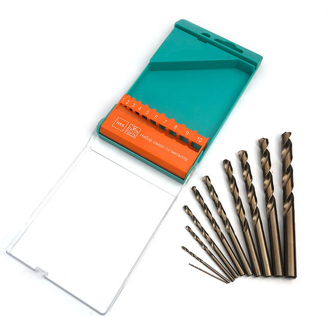 10pcs/Set Plating Titanium Cobalt Twist Drill Bit For Metal 118 Degree