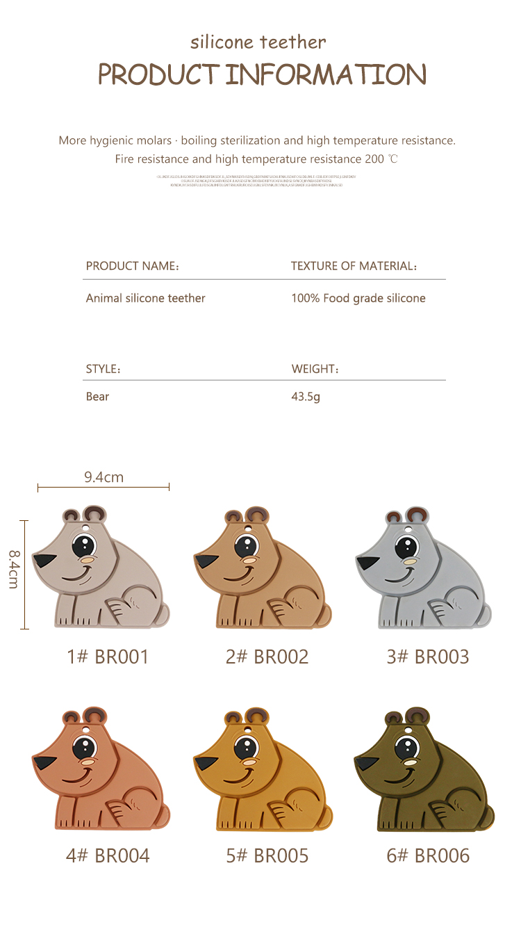 Bear Food Grade Silicone Baby Teether BPA Free Eco Friendly