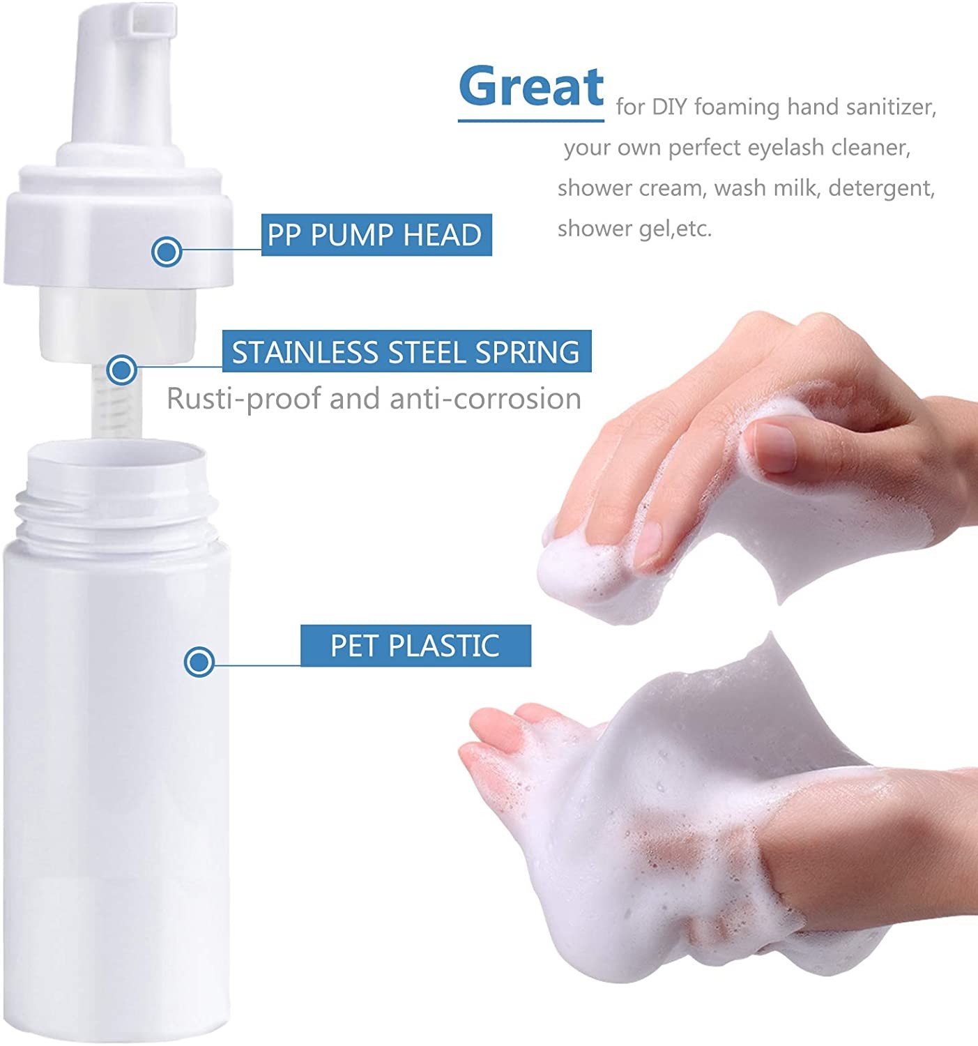 100ml 120ml 150m 200ml Foamer Pump Bottle For Cleanser Liquid Soap UKF02