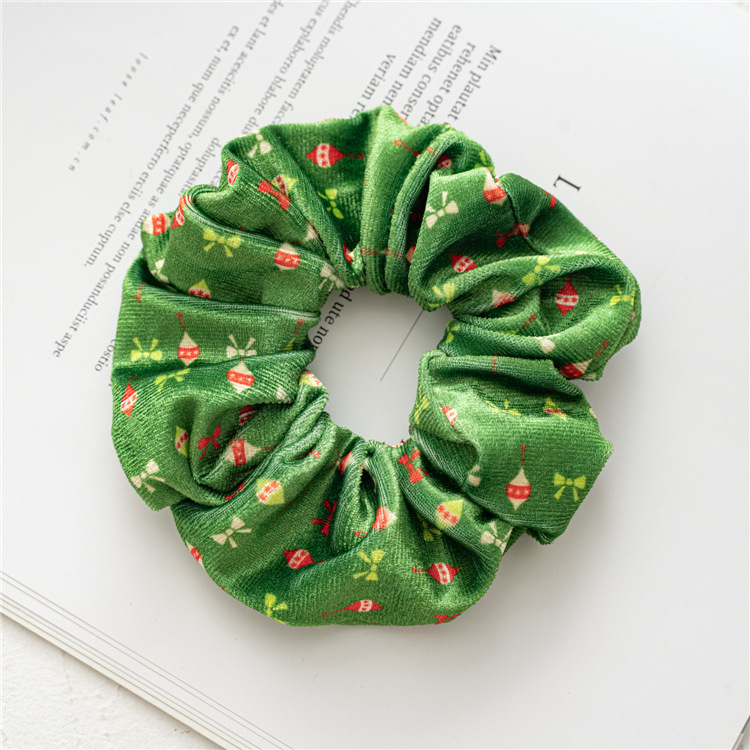 Wedding Christmas Hair Accessories Scrunchies Toddler Polyester Fabric Deer Snow Tree Ponytail Holder