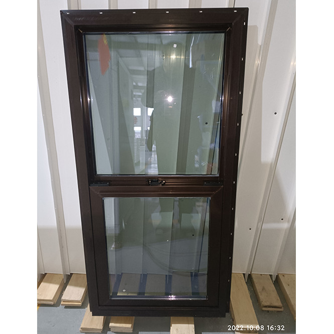PVC Frame Vinyl Hung Window Upward Sliding Hung Brown Window