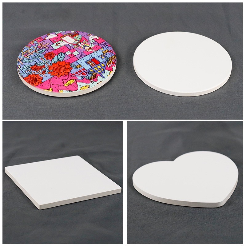 Blank Coated Heart Shape Sublimation Ceramic Coaster For Sublimation Heat Transfer Printing