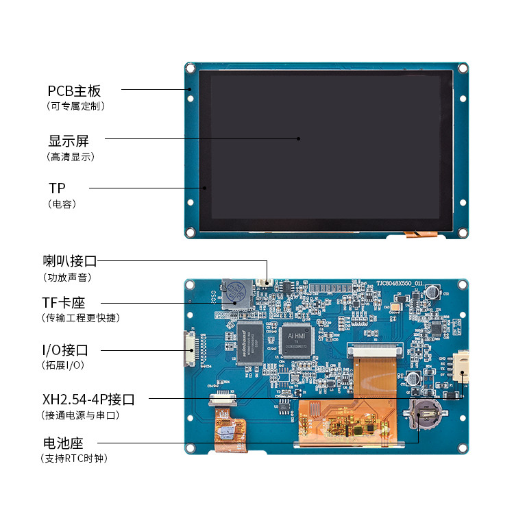 800x480 5 Inch Ips Display Module RGB 65K 5 Inch Capacitive Touch Screen HMI