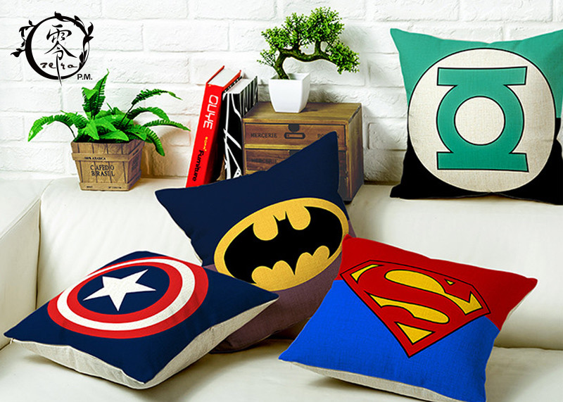 Marvel Heros Canvas Silk Cotton Decorative Cushions Pillows Zipper Hulk Captain America For Home