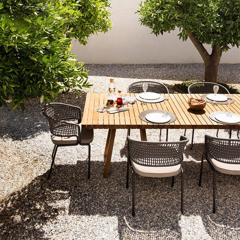 Durable Simple Patio Furniture Garden Table And Chairs Teak Outdoor Dining Set