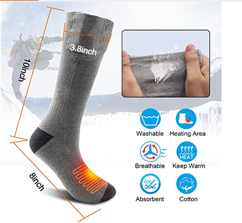 Graphene Sheet Electric Heating Socks , Skiing Men's Thermal Socks