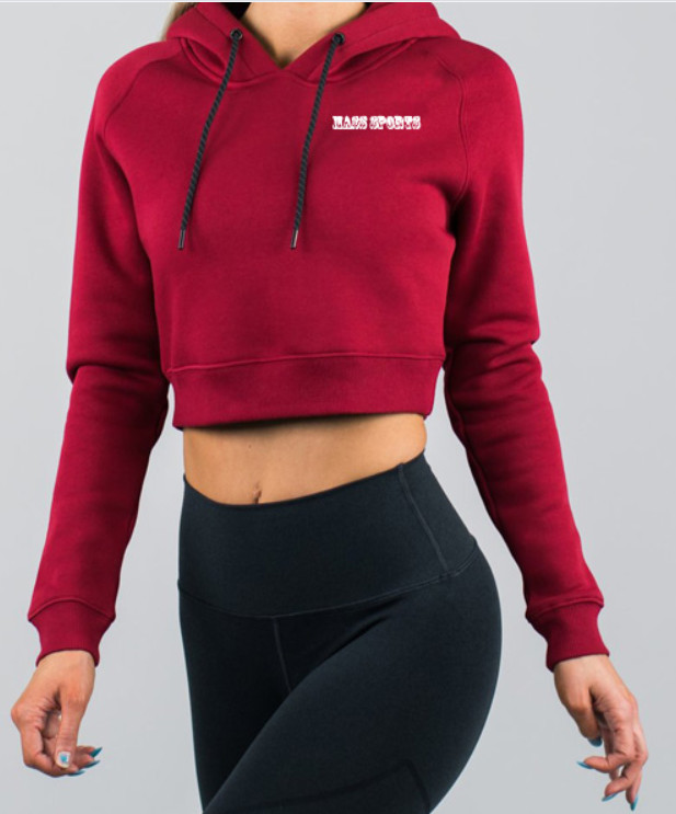 Dark Red Sports Team Hoodies Womens Cropped Hoodie