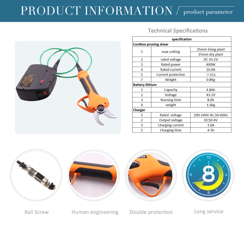 Swansoft 800g Long Time Use Powerful 3.5CM Electric Pruning Shears to Europe and US