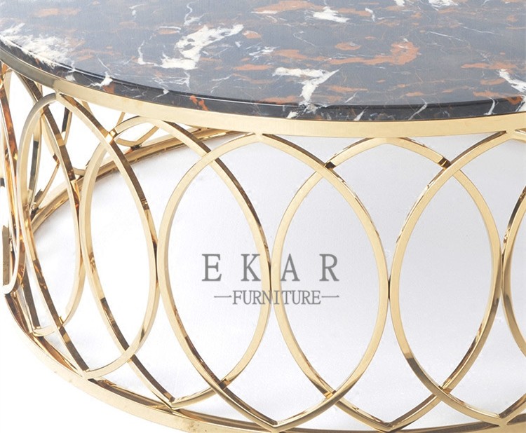 Specific Use Modern Golden Base Marble Round Center Table for Lobby