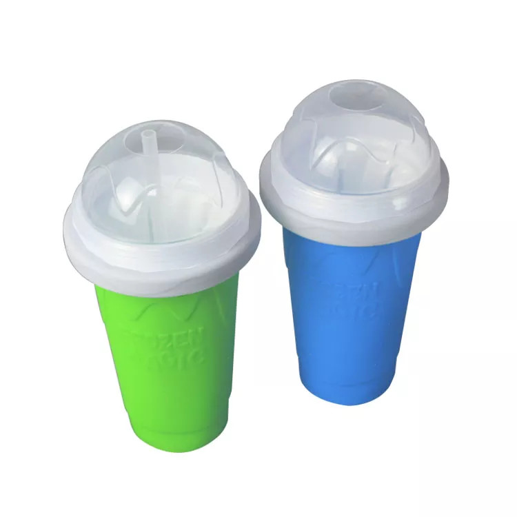 Outdoor Silicone Ice Cream Container Smoothie Cup Customized With Lid