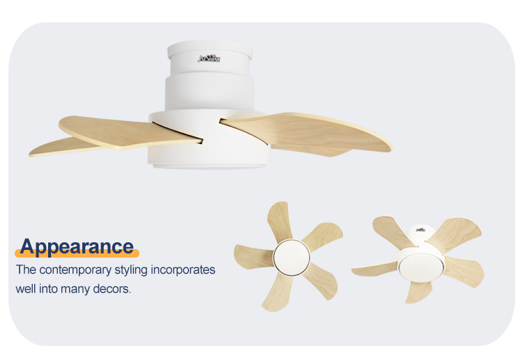 Energy Saving 28 Inch LED Ceiling Fan for Low Ceilings Metal Body and Flush Design