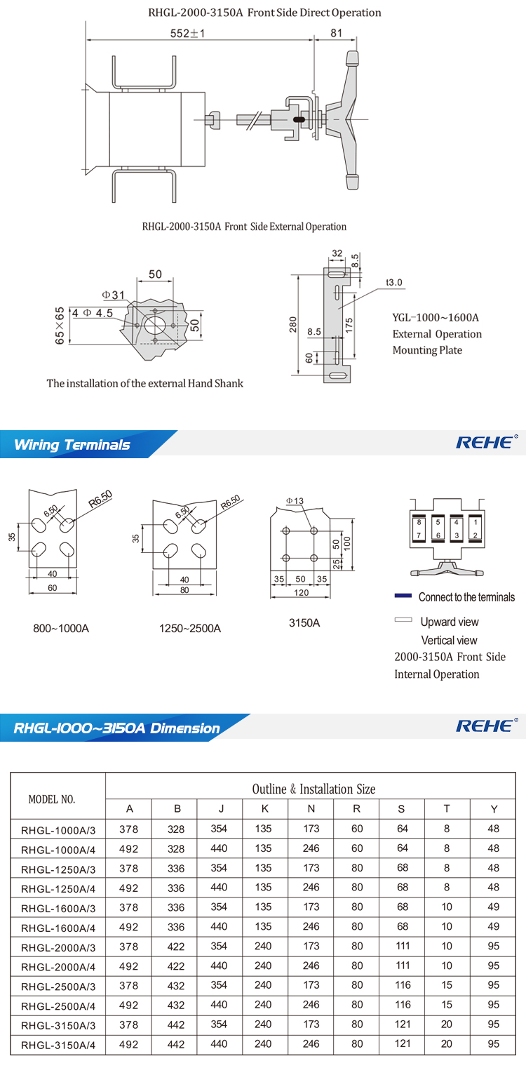 High Quality Cheap Price Isolation Switch for manual operation 4poles 100A