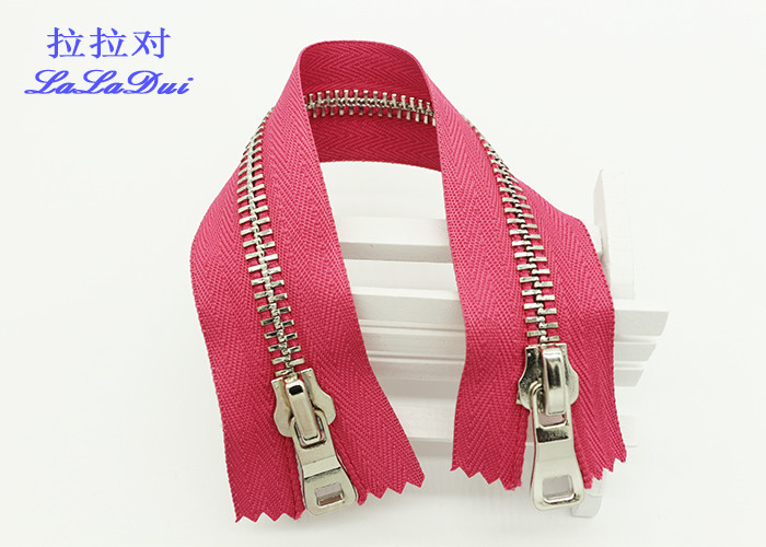 Jeans / Shoes Open End Two Way Metal Zip 8# Shiny Golden Teeth Light Purple Tape