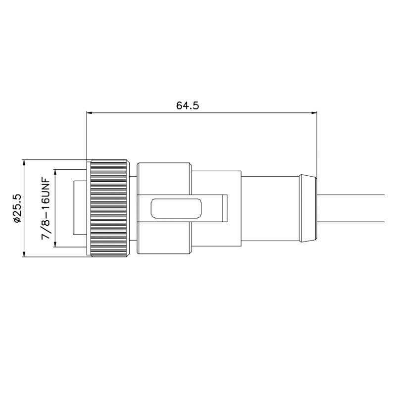250V 5P Mechanical Cable Connectors 7/8 Inch Straight Molding Female 5 Pin Connector